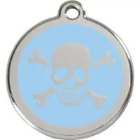 Red Dingo Cross Bone Light Blue roestvrijstalen hondenpenning large/groot dia. 3,8 cm