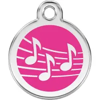 Red Dingo Music Hot Pink roestvrijstalen hondenpenning medium/gemiddeld dia. 3 cm