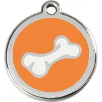 Red Dingo Comic Bone Orange roestvrijstalen hondenpenning small/klein dia. 2 cm