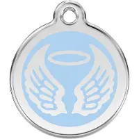 Red Dingo Angel Wings Light Blue roestvrijstalen hondenpenning large/groot dia. 3,8 cm