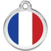 Red Dingo French Flag roestvrijstalen hondenpenning small/klein dia. 2 cm
