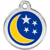 Red Dingo Moon & Stars Navy roestvrijstalen hondenpenning medium/gemiddeld dia. 3 cm