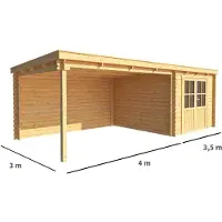 Warentuin Collection Blokhut, tuinhuisje met overkapping Els-Laura 750 cm bij 300 cm diep lessenaarsdak IV