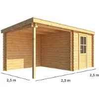 Warentuin Collection Blokhut, tuinhuisje met overkapping Els-Milou 500 cm bij 250 cm diep lessenaarsdak 7