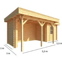 Warentuin Collection Blokhut, tuinhuisje met overkapping Lisa-Leah 600 cm bij 200 cm diep plat dak 10