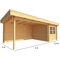 Warentuin Collection Blokhut, tuinhuisje met overkapping Lisa-Zoey 650 cm bij 300 cm diep plat dak 0