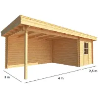 Warentuin Collection Blokhut, tuinhuisje met overkapping Lisa-Romee 650 cm bij 300 cm diep plat dak 2
