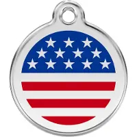 Red Dingo US Flag Navy roestvrijstalen hondenpenning medium/gemiddeld dia. 3 cm