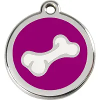 Red Dingo Comic Bone Purple roestvrijstalen hondenpenning medium/gemiddeld dia. 3 cm