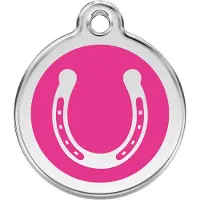 Red Dingo Horse Shoe Hot Pink roestvrijstalen hondenpenning medium/gemiddeld dia. 3 cm