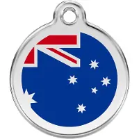 Red Dingo Australian Flag Navy roestvrijstalen hondenpenning small/klein dia. 2 cm