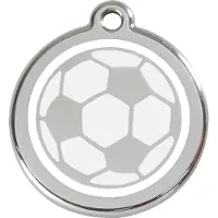 Red Dingo Soccerball White roestvrijstalen hondenpenning small/klein dia. 2 cm