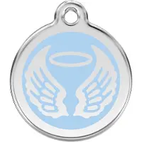 Red Dingo Angel Wings Light Blue roestvrijstalen hondenpenning small/klein dia. 2 cm