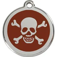 Red Dingo Cross Bone Brown roestvrijstalen hondenpenning large/groot dia. 3,8 cm