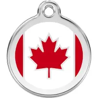 Red Dingo Canadian Flag Red roestvrijstalen hondenpenning medium/gemiddeld dia. 3 cm