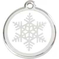 Red Dingo Snowflake White roestvrijstalen hondenpenning large/groot dia. 3,8 cm