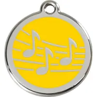 Red Dingo Music Yellow roestvrijstalen hondenpenning medium/gemiddeld dia. 3 cm