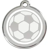 Red Dingo Soccerball White roestvrijstalen hondenpenning medium/gemiddeld dia. 3 cm