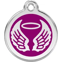 Red Dingo Angel Wings Purple roestvrijstalen hondenpenning medium/gemiddeld dia. 3 cm