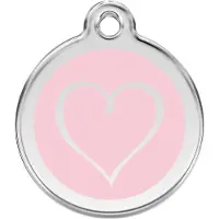 Red Dingo Tribal Heart Pink roestvrijstalen hondenpenning large/groot dia. 3,8 cm