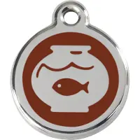 Red Dingo Fish Bowl Brown roestvrijstalen kattenpenning small/klein dia. 2 cm