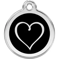 Red Dingo Tribal Heart Black roestvrijstalen hondenpenning large/groot dia. 3,8 cm