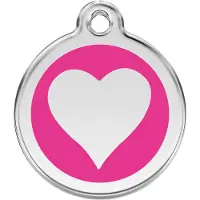 Red Dingo Heart Hot Pink roestvrijstalen hondenpenning large/groot dia. 3,8 cm
