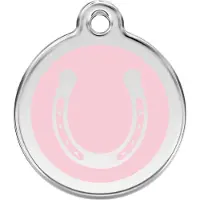 Red Dingo Horse Shoe Pink roestvrijstalen hondenpenning large/groot dia. 3,8 cm