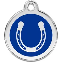 Red Dingo Horse Shoe Navy roestvrijstalen hondenpenning medium/gemiddeld dia. 3 cm