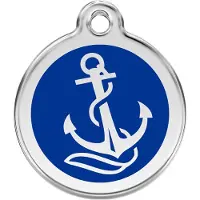 Red Dingo Anchor Navy roestvrijstalen hondenpenning large/groot dia. 3,8 cm