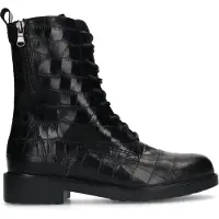 No Stress leren veterboots met crocoprint zwart female | Maat: 36