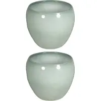 Floran Plantenpot - 3x stuks - misty groen - glans - keramiek - 14 x 11 cm - plantenpotten binnen