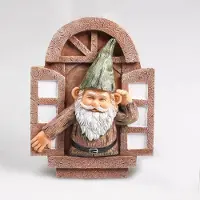 Farmwood Animals Kabouter Uit Deur/raam Muurhanger 20cm Bruin bruin Polystone
