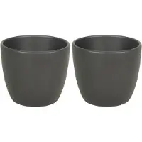 Floran Plantenpot - 2x - antraciet grijs - mat - keramiek - 25 x 22 cm - bloempot