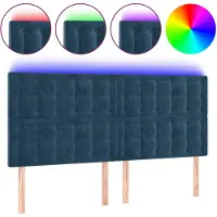 vidaXL Hoofdbord LED 180x5x118/128 cm fluweel donkerblauw