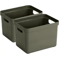 Sunware Opbergbox Sigma - 4x - kunststof - donkergroen - 18 liter - Opbergbakken/opbergers - 35 x 25 x 25 cm