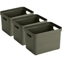Sunware Opbergbox Sigma - 6x - kunststof - donkergroen - 18 liter - Opbergbakken/opbergers - 35 x 25 x 25 cm