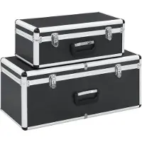 vidaXL Opbergkoffer, 2 stuks, zwart, aluminium