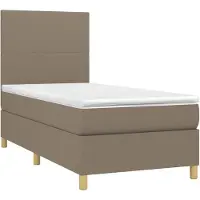 vidaXL Boxspring met matras en LED stof taupe 100x200 cm