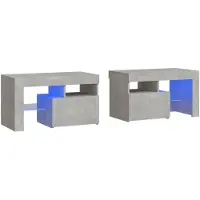 vidaXL Nachtkastjes 2 st LED-verlichting 70x36,5x40 cm betongrijs