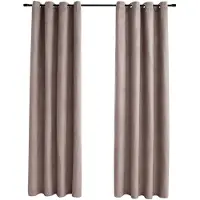 vidaXL Gordijn verduisterend met metalen ringen 2 st 140x175 cm taupe