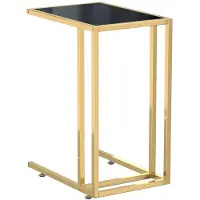 vidaXL Computer bijzettafel 50x35x65 cm gehard glas zwart