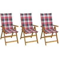 vidaXL Tuinstoelen 3 st inklapbaar met kussens massief acaciahout