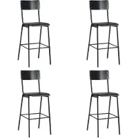 vidaXL Barstoelen 4 st massief multiplex staal zwart