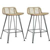 vidaXL Barstoelen 2 st natuurlijk rattan