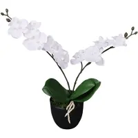 vidaXL Kunstplant orchidee met pot 30 cm wit