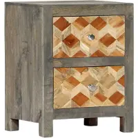 vidaXL Nachtkastje 40x30x50 cm massief mangohout grijs