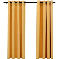 vidaXL Gordijnen linnen-look verduisterend ogen 2 st 140x175 cm geel