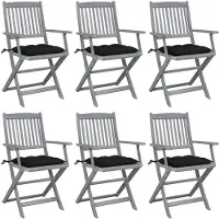 vidaXL Tuinstoelen 6 st inklapbaar met kussens massief acaciahout