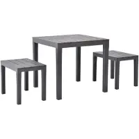 vidaXL Tuintafel met 2 banken kunststof bruin